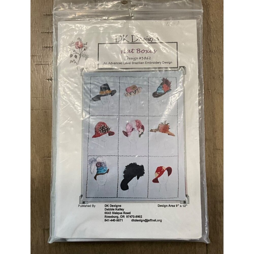 DK Designs Hat Boxes Design 3862 Brazilian Embroidery Design Fabric